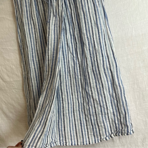 SITA MURT Striped 100% Linen Midi Skirt Drawstring in Blue/White Sz S-44 - Picture 4 of 7